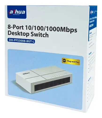 SWITCH DAHUA 8 PUERTOS GIGABIT 10/100/1000MBPS PLASTICO DH-PFS3008-8GT-L